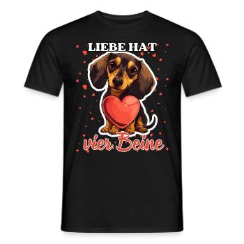 Liebe hat vier Beine - Lustige Dackel Liebe - Männer T-Shirt - Schwarz - Vorne - AI Model Male 178 light (178cm)