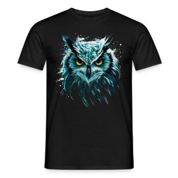 Eule Kunstwerk mit Grunge Effekt Türkis Eulen Fan - Männer T-Shirt - Schwarz - Vorne - AI Model Male 178 light (178cm)