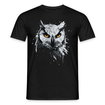 Eule - Kunstwerk mit Grunge Effekt für Eulen - Männer T-Shirt - Schwarz - Vorne - AI Model Male 178 light (178cm)