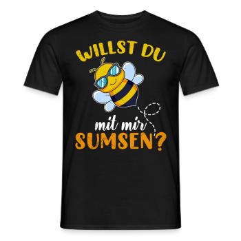 Faschingskostüm Biene Willst du mit mir Sumsen? - Männer T-Shirt - Schwarz - Vorne - AI Model Male 178 light (178cm)