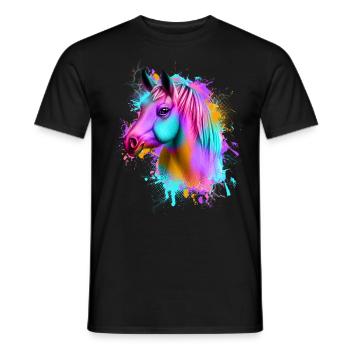 Pferd Graffiti Bunt - Männer T-Shirt - Schwarz - Vorne - AI Model Male 178 light (178cm)