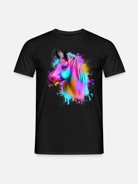 Pferd Graffiti Bunt - Männer T-Shirt - Schwarz