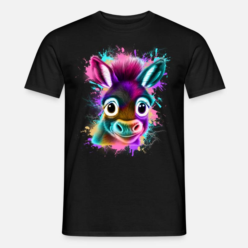 Esel Graffiti Bunt - Männer T-Shirt - Schwarz