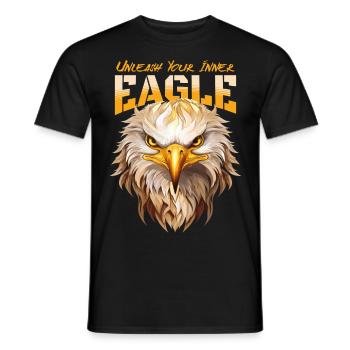 eagle, eagle head, bird of prey, bird of prey, animal, nature - Men's T-Shirt - black - Front - AI Model Male 178 light (178cm)