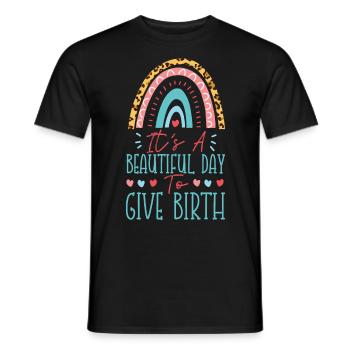 Infirmière spécialisée dans le travail et l’accouchement - T-shirt homme - noir - Devant - AI Model Male 178 light (178cm)