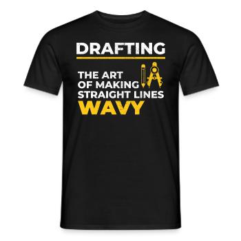Architect Drafting Wavy Lines Construction Funny - Men's T-Shirt - black - Front - AI Model Male 178 light (178cm)