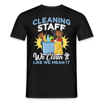 Cleaning Staff - Men's T-Shirt - black - Front - AI Model Male 178 light (178cm)