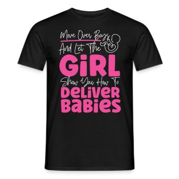 Infirmière spécialisée dans le travail et l’accouchement - T-shirt homme - noir - Devant - AI Model Male 178 light (178cm)