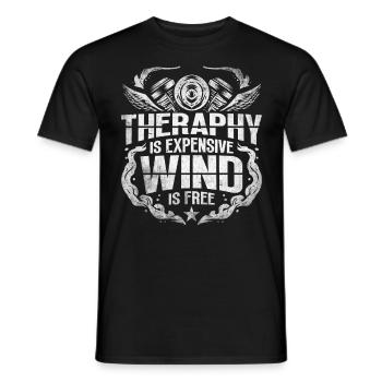 La thérapie coûte cher - Wind Is Free Biker - T-shirt homme - noir - Devant - AI Model Male 178 light (178cm)