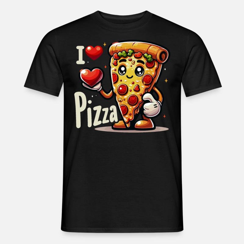 Ich liebe Pizza - Männer T-Shirt - Schwarz