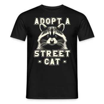 Raccoon, Adopt A Street Cat, Funny Raccoon - Men's T-Shirt - black - Front - AI Model Male 178 light (178cm)