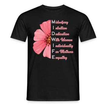 Infirmière sage-femme accoucheuse - T-shirt homme - noir - Devant - AI Model Male 178 light (178cm)