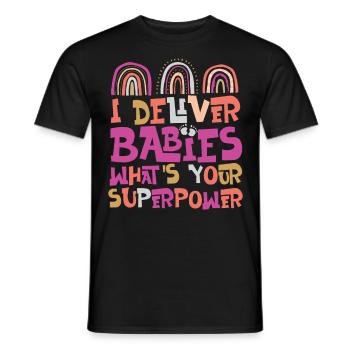Infirmière spécialisée dans le travail et l’accouchement - T-shirt homme - noir - Devant - AI Model Male 178 light (178cm)