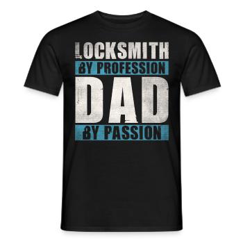 Dad By Passion Profession Locksmith - Männer T-Shirt - Schwarz - Vorne - AI Model Male 178 light (178cm)