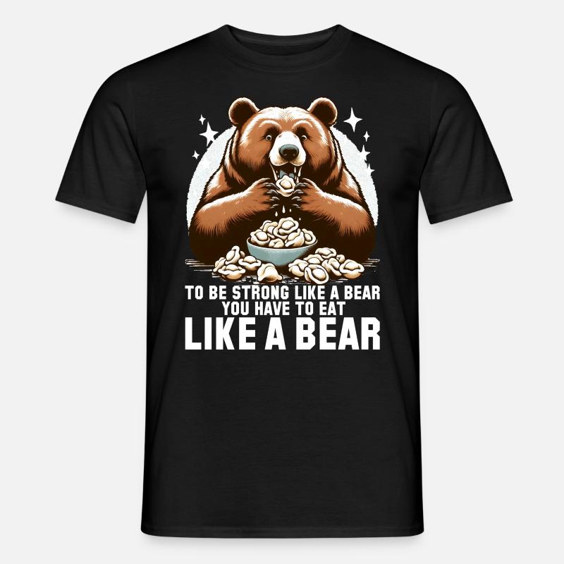 Pelmeni Bär stark Geschenk - Männer T-Shirt - Schwarz