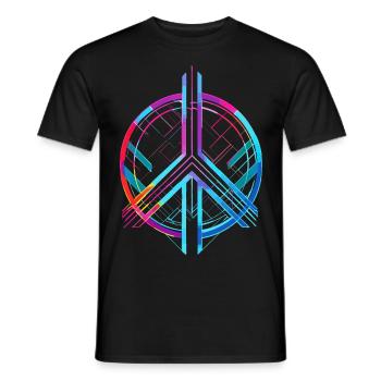 Peace Zeichen Frieden Bunt Neon Gegen Krieg Liebe - Männer T-Shirt - Schwarz - Vorne - AI Model Male 178 light (178cm)