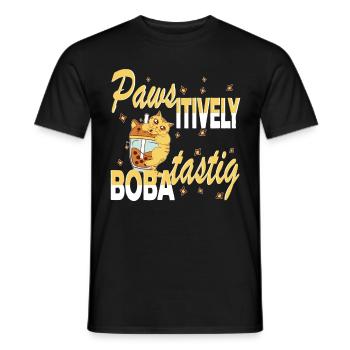 Chat Boba mordant à la patte-itively Boba-tastique - T-shirt homme - noir - Devant - AI Model Male 178 light (178cm)