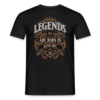 2020 Janvier Né Anniversaire Naissance Année Légende - T-shirt homme - noir - Devant - AI Model Male 178 light (178cm)