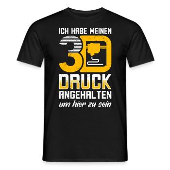 J’ai mis en pause mon impression §D pour être ici - T-shirt homme - noir - Devant - AI Model Male 178 light (178cm)