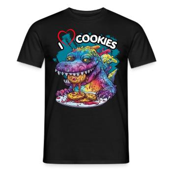 I LOVE COOKIES, Monster, Food, Fun, Fun, Cookies, - Men's T-Shirt - black - Front - AI Model Male 178 light (178cm)