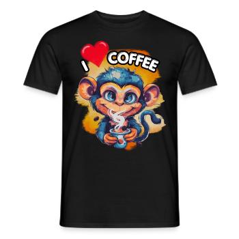 I LOVE Coffee, Genuss, Koffein, Kaffeeliebe, Spaß, - Männer T-Shirt - Schwarz - Vorne - AI Model Male 178 light (178cm)