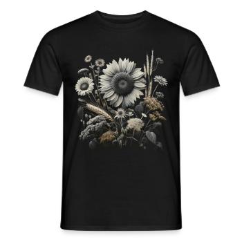 Gentle Field Flowers: Nature's Elegance - Men's T-Shirt - black - Front - AI Model Male 178 light (178cm)
