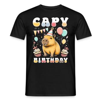 Capy Birthday - Men's T-Shirt - black - Front - AI Model Male 178 light (178cm)