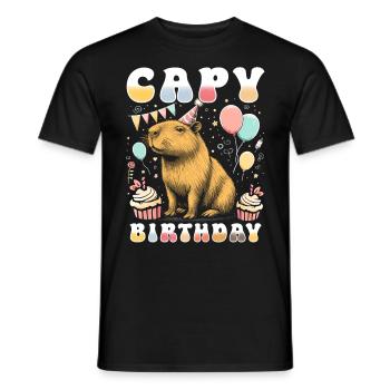 Capy Birthday - Men's T-Shirt - black - Front - AI Model Male 178 light (178cm)