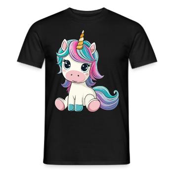 Licorne Mignon Mignon Bébé Enfants Licornes Dessin Animé - T-shirt homme - noir - Devant - AI Model Male 178 light (178cm)