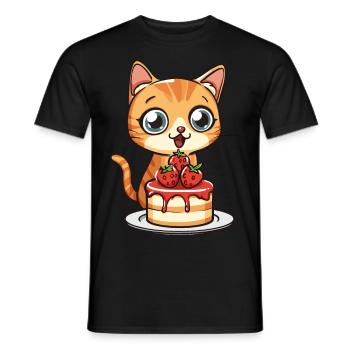 Tarte au chat Gâteau Bec sucré Grignotage Cuisson Sucré - T-shirt homme - noir - Devant - AI Model Male 178 light (178cm)