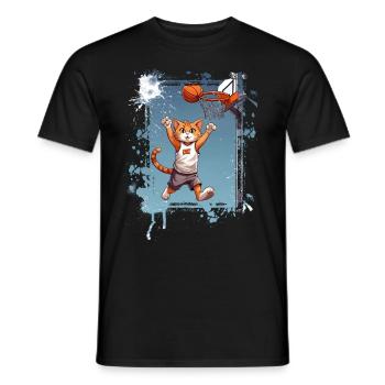 Joueur de basket-ball chat - T-shirt homme - noir - Devant - AI Model Male 178 light (178cm)
