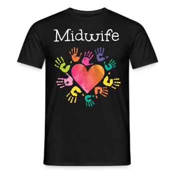 Infirmière Sage-Femme Accoucheuse Coeur - T-shirt homme - noir - Devant - AI Model Male 178 light (178cm)