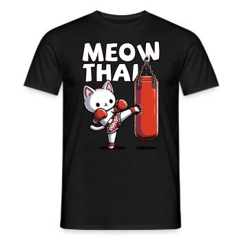 Muay Thai Boxing, Thai Boxing Kickboxen Meow Thai - Männer T-Shirt - Schwarz - Vorne - AI Model Male 178 light (178cm)