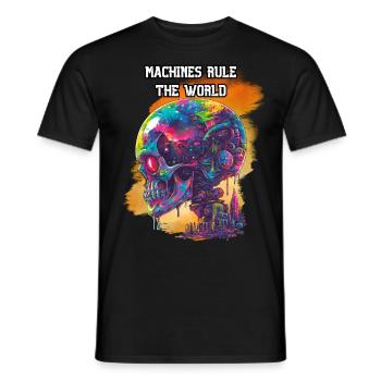Machines rule the world. Scifi, Future, High-Tech - Men's T-Shirt - black - Front - AI Model Male 178 light (178cm)