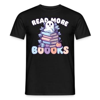 Groovy Lire la suite Boooks Ghost Halloween - T-shirt homme - noir - Devant - AI Model Male 178 light (178cm)