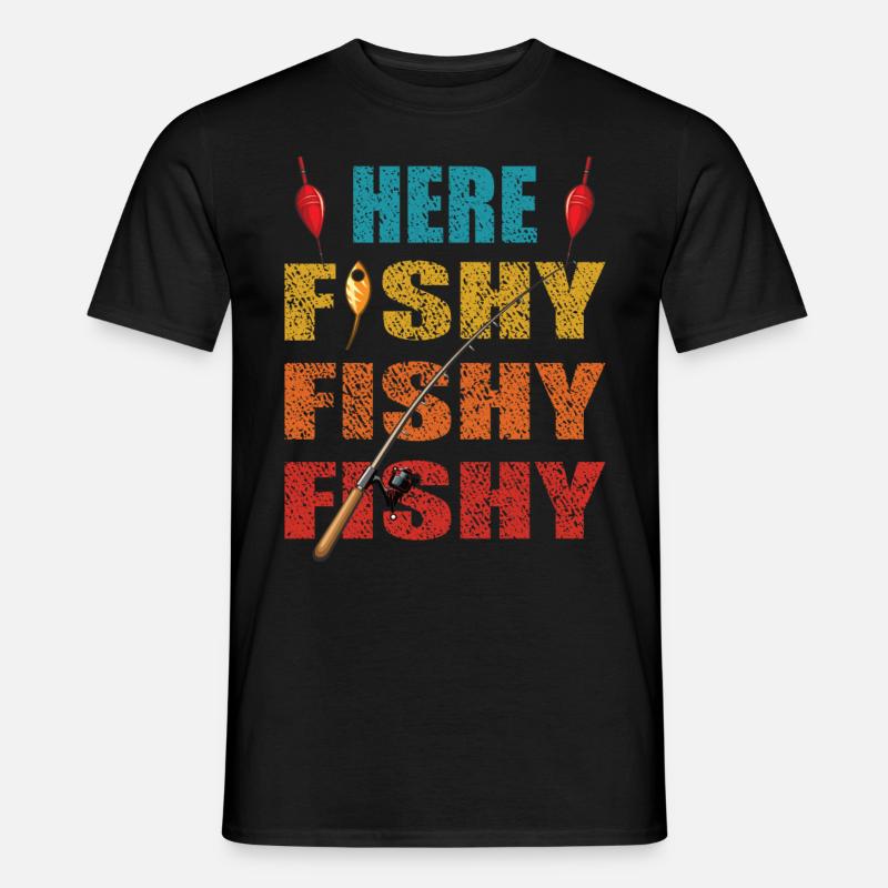 Here Fishy - Männer T-Shirt - Schwarz