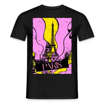 Paris France City Skyline Tour Eiffel Vintage - T-shirt homme - noir - Devant - AI Model Male 178 light (178cm)