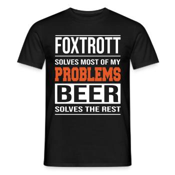 Foxtrot solves problems, beer solves the rest - Men's T-Shirt - black - Front - AI Model Male 178 light (178cm)