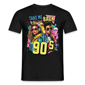 90s 90er Jahre Bunt Musik Party Karneval Kostüm - Männer T-Shirt - Schwarz - Vorne - AI Model Male 178 light (178cm)
