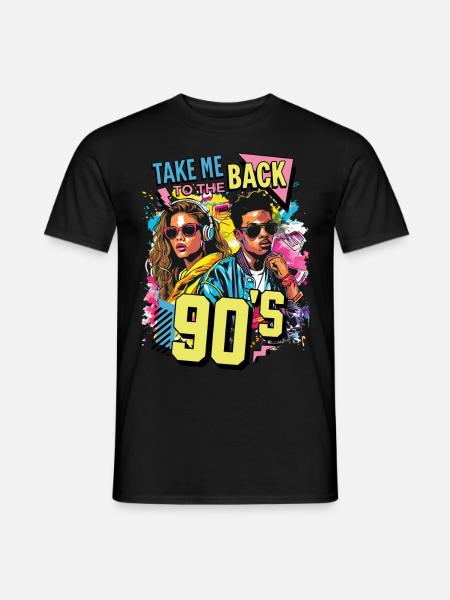 90s 90er Jahre Bunt Musik Party Karneval Kostüm - Männer T-Shirt - Schwarz