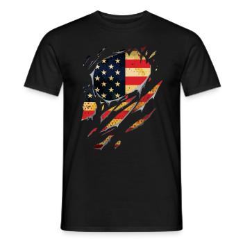 Ripped USA Flage Gift Tears - Men's T-Shirt - black - Front - AI Model Male 178 light (178cm)