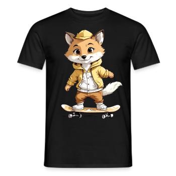 Fox Rides Skateboard Skater - Men's T-Shirt - black - Front - AI Model Male 178 light (178cm)
