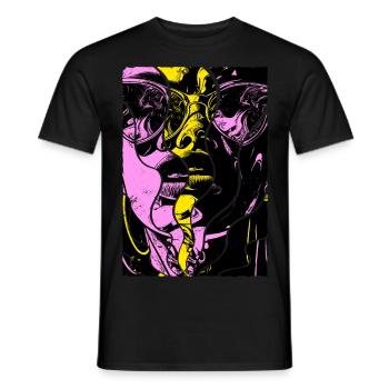 Frau Sonnenbrille Kunst Mode Modern Trend Bunt - Männer T-Shirt - Schwarz - Vorne - AI Model Male 178 light (178cm)