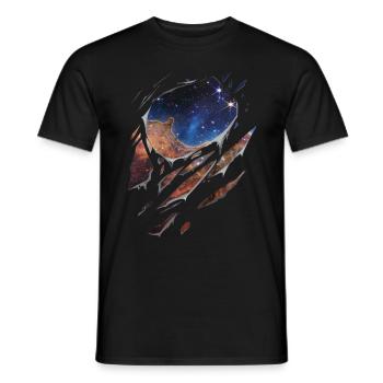 Astronomy Carina nebula galaxy torn gift - Men's T-Shirt - black - Front - AI Model Male 178 light (178cm)