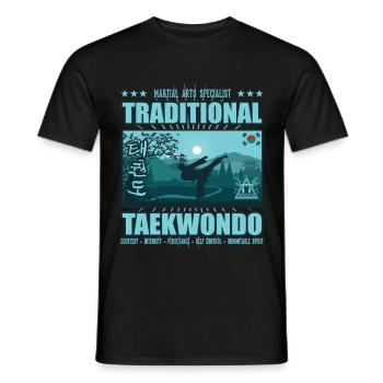 Taekwondo Corée du Sud Design : Pour les fans de taekwondo - T-shirt homme - noir - Devant - AI Model Male 178 light (178cm)