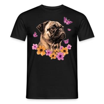 Mops mit Schmetterlingen - Männer T-Shirt - Schwarz - Vorne - AI Model Male 178 light (178cm)