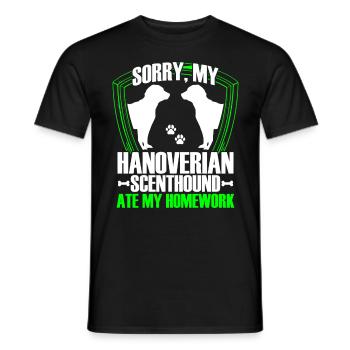 Hanoverian hound has eaten - Men's T-Shirt - black - Front - AI Model Male 178 light (178cm)