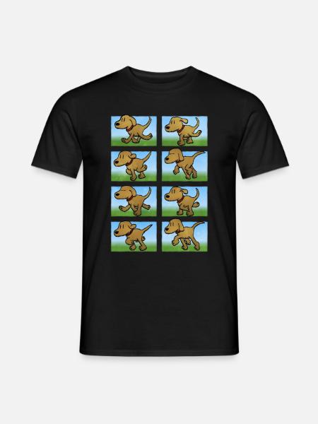 Animated, walking dog - Men's T-Shirt - black