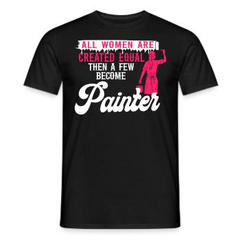 Peintre en bâtiment Décorateur Femme - T-shirt homme - noir - Devant - AI Model Male 178 light (178cm)