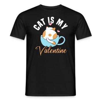 Le chat est mon Valentin - T-shirt homme - noir - Devant - AI Model Male 178 light (178cm)